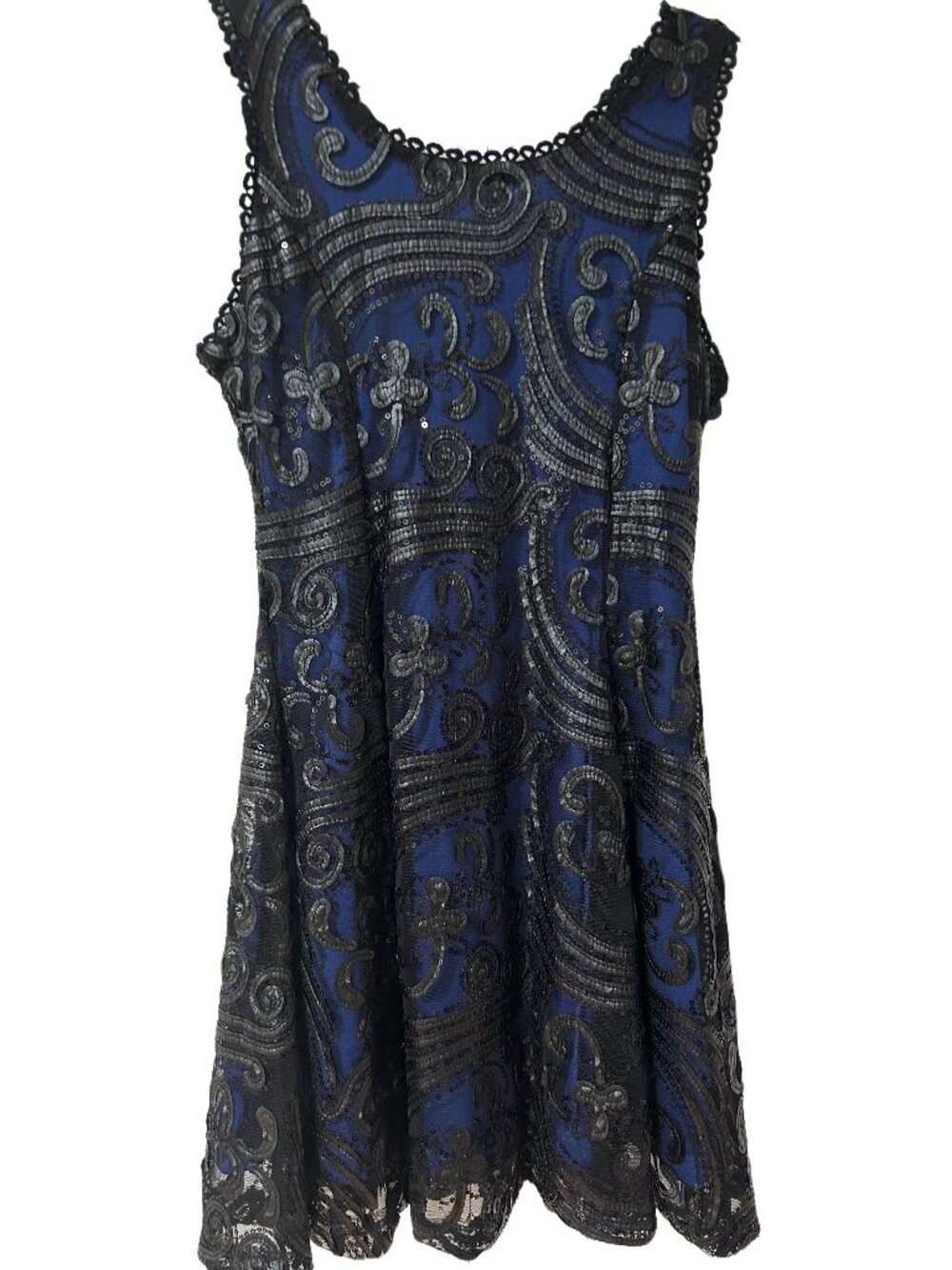 ELISA B GIRLS EMBROIDERED DRESS BLACK/ BLUE SIZE 8